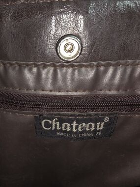 Vintage Chateau Brown Leather Minimalist Shoulder Tote Bag
